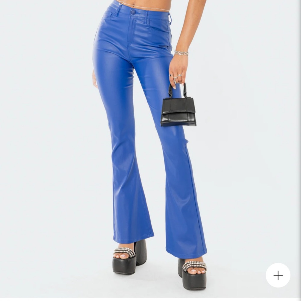 edikted luna faux leather pants (blue)